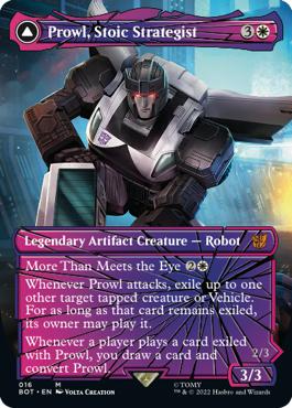 Prowl, Stoic Strategist -> Prowl, Pursuit Vehicle - The Brothers' War Transformers Cards