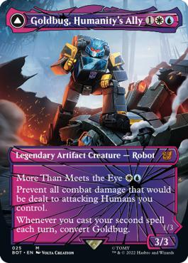 Goldbug, Humanity's Ally -> Goldbug, Scrappy Scout - The Brothers' War Transformers Cards