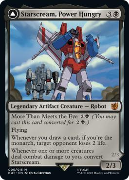 Starscream, Power Hungry -> Starscream, Seeker Leader - The Brothers' War Transformers Cards