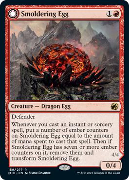 Smoldering Egg -> Ashmouth Dragon - Innistrad: Midnight Hunt