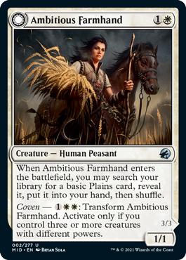 Ambitious Farmhand -> Seasoned Cathar - Innistrad: Midnight Hunt