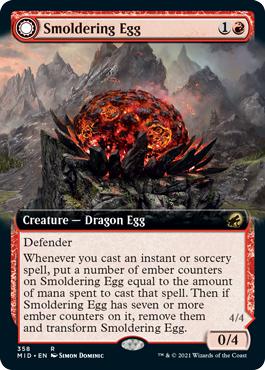 Smoldering Egg -> Ashmouth Dragon - Innistrad: Midnight Hunt