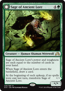 Sage of Ancient Lore -> Werewolf of Ancient Hunger - Shadows over Innistrad