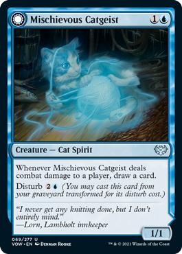 Mischievous Catgeist -> Catlike Curiosity - Innistrad: Crimson Vow