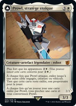 Prowl, stratège stoïque -> Prowl, véhicule de poursuite - La Guerre Fratricide Transformers Cards