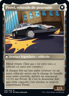 Prowl, véhicule de poursuite - La Guerre Fratricide Transformers Cards