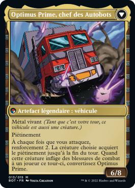 Optimus Prime, chef des Autobots - La Guerre Fratricide Transformers Cards