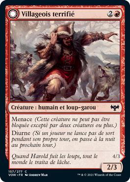 Villageois terrifié -> Loup-garou terrifiant - Innistrad : noce écarlate